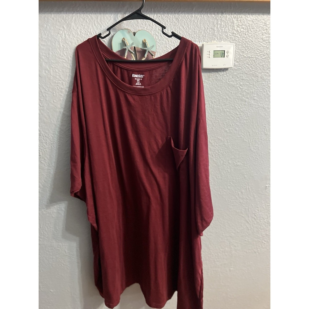 King Size Maroon T Shirt Size 8 XL Tall Pocket Mens
